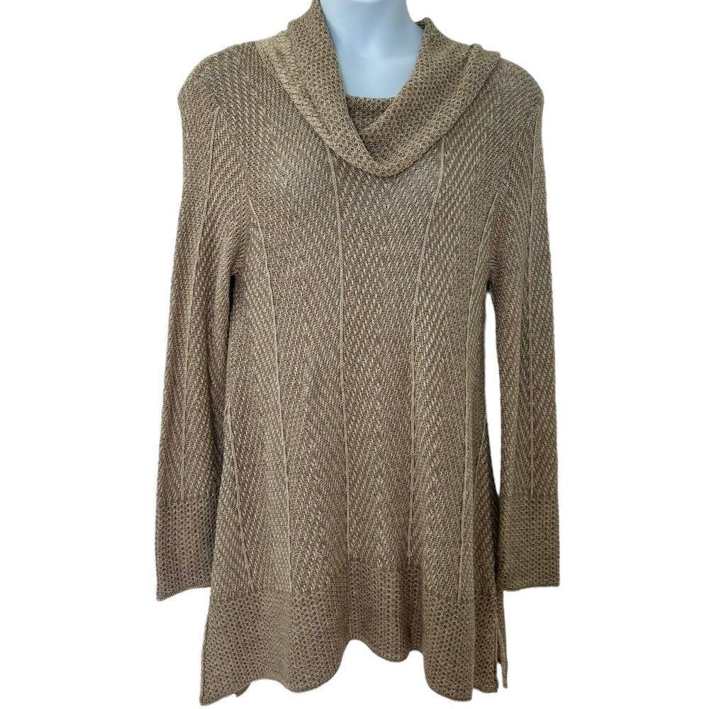 Khaki Colored Cowl Neck 100% Cotton Sweater Dress Size XL Vegan